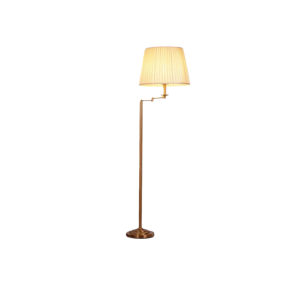 Modern Floor Lamp — Brass Metal & Fabric Cylinder Dimension